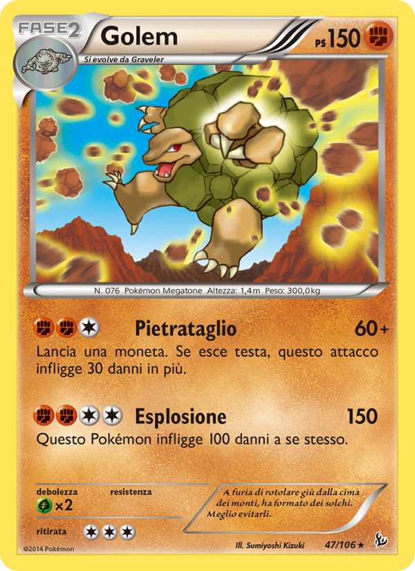 Golem 047/110 — Fuoco Infernale (Italian Pokémon TCG card)