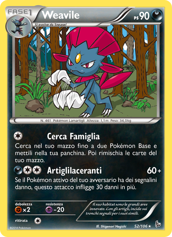 Weavile 052/110 — Fuoco Infernale (Italian Pokémon TCG card)