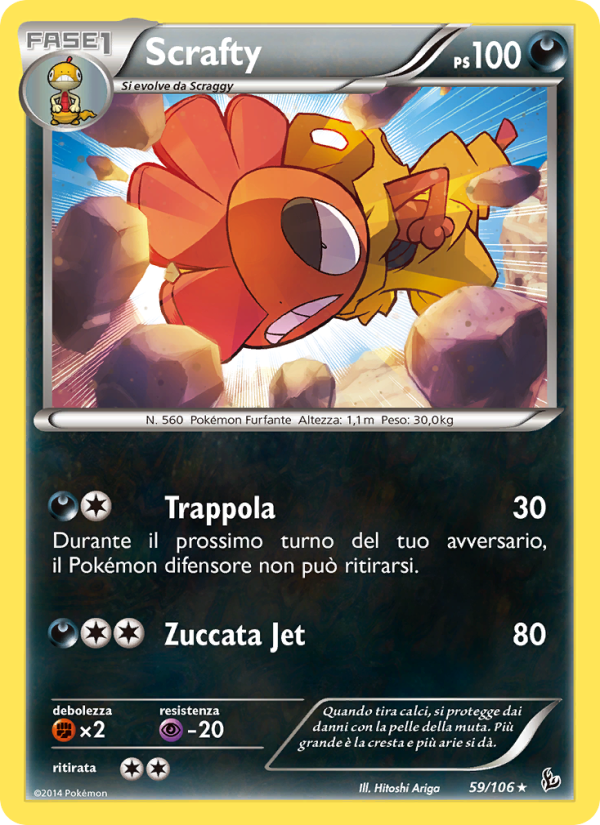 Scrafty 059/110 — Fuoco Infernale (Italian Pokémon TCG card)