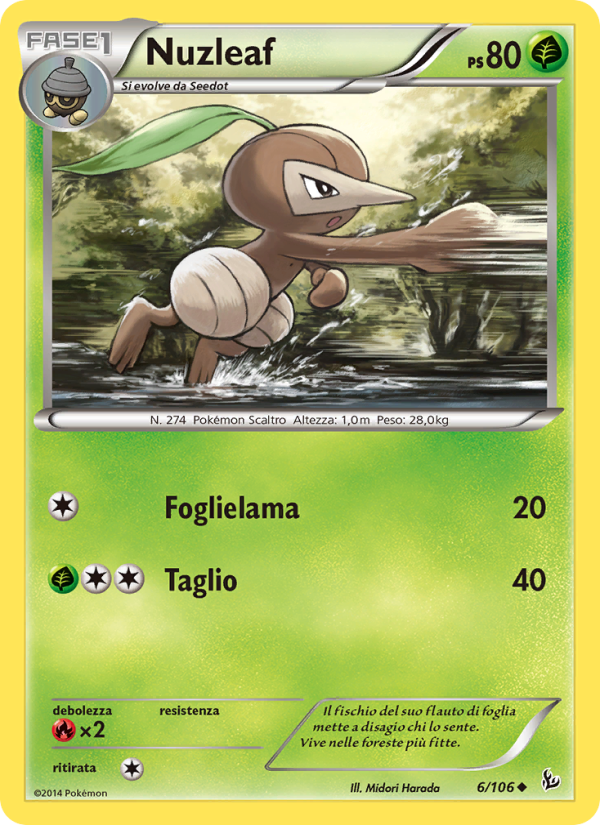 Nuzleaf 006/110 — Fuoco Infernale (Italian Pokémon TCG card)