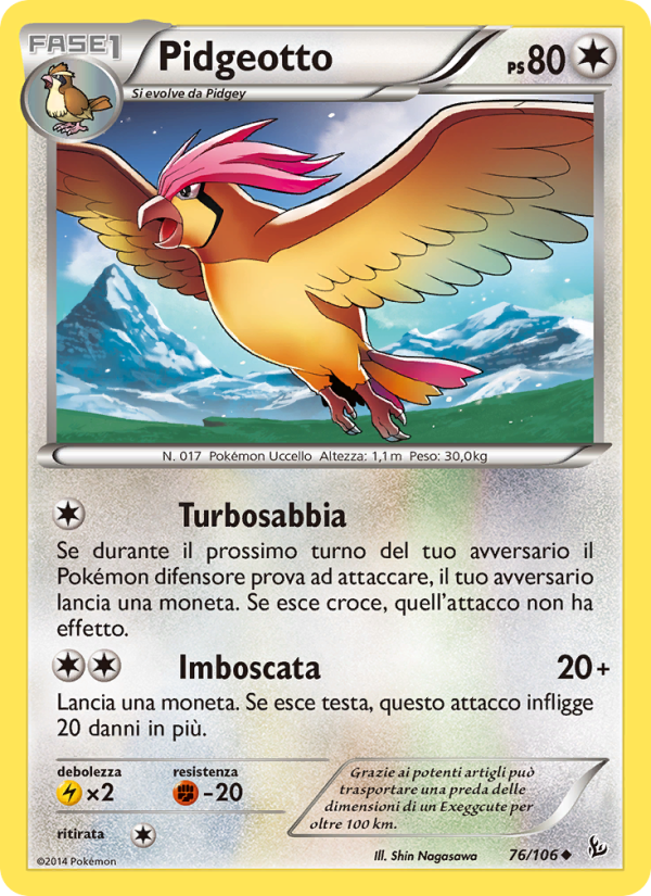 Pidgeotto 076/110 — Fuoco Infernale (Italian Pokémon TCG card)
