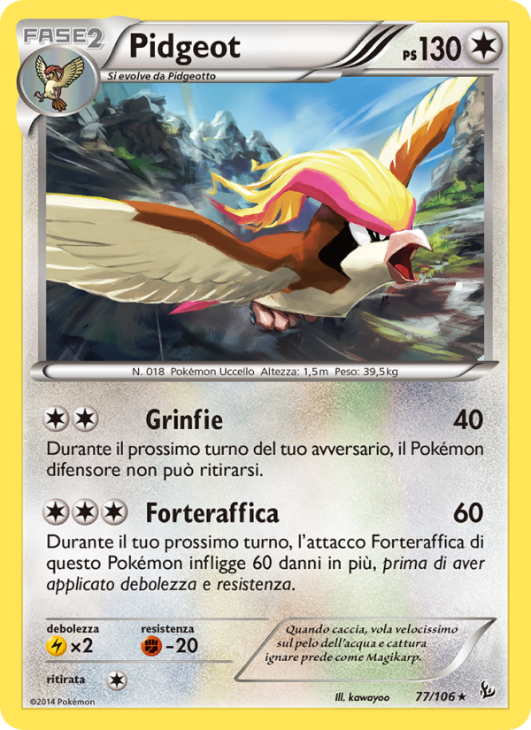 Pidgeot 077/110 — Fuoco Infernale (Italian Pokémon TCG card)