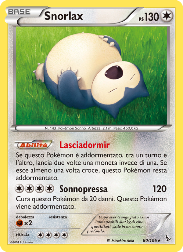 Snorlax 080/110 — Fuoco Infernale (Italian Pokémon TCG card)