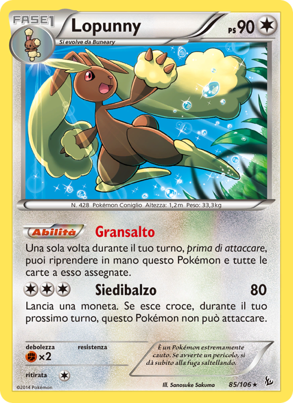 Lopunny 085/110 — Fuoco Infernale (Italian Pokémon TCG card)