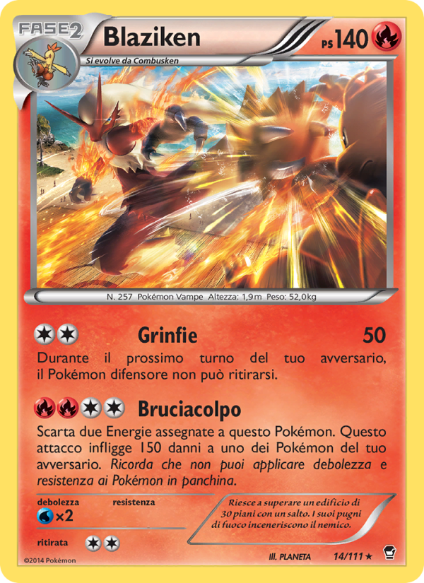 Blaziken 014/114 — Colpi Furiosi (Italian Pokémon TCG card)