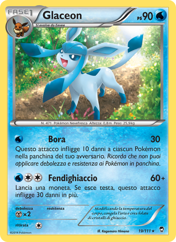 Glaceon 019/114 — Colpi Furiosi (Italian Pokémon TCG card)