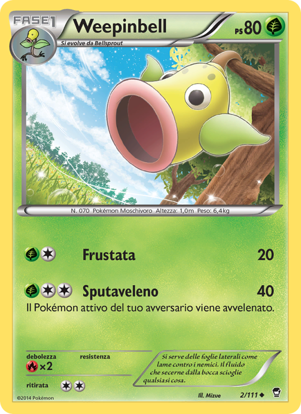 Weepinbell 002/114 — Colpi Furiosi (Italian Pokémon TCG card)