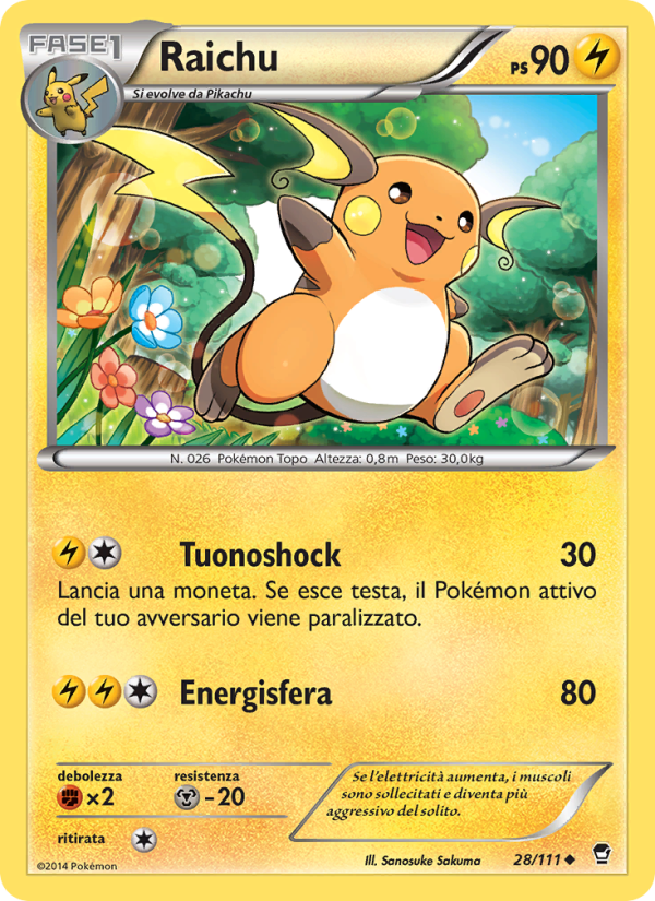 Raichu 028/114 — Colpi Furiosi (Italian Pokémon TCG card)