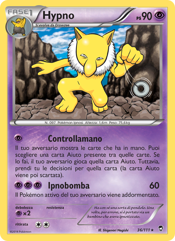 Hypno 036/114 — Colpi Furiosi (Italian Pokémon TCG card)