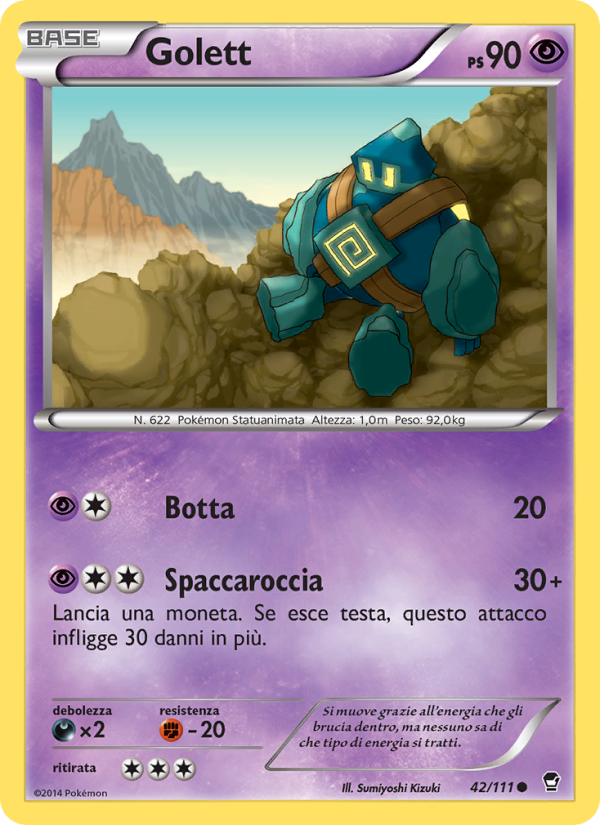 Golett 042/114 — Colpi Furiosi (Italian Pokémon TCG card)