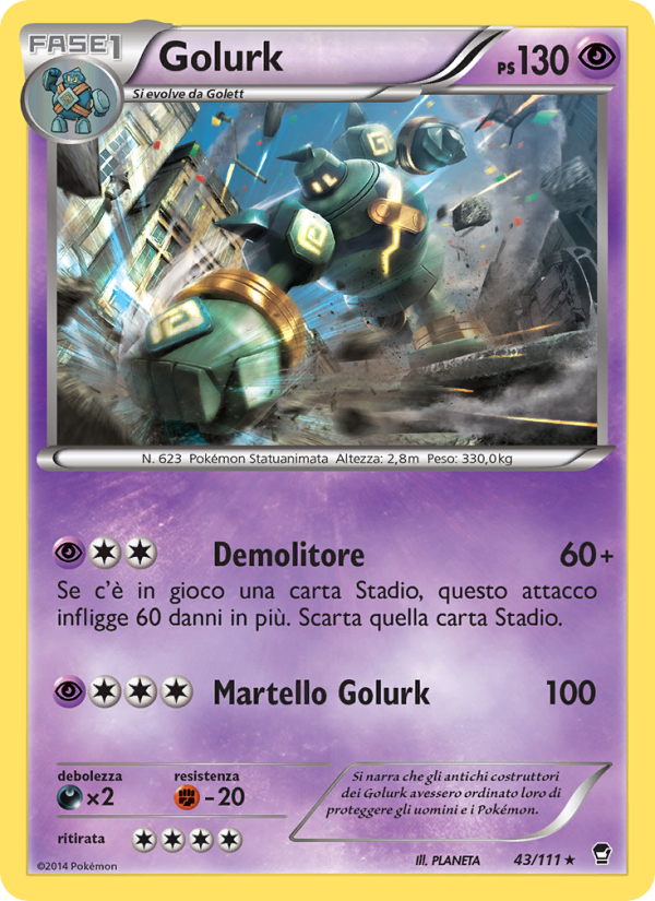 Golurk 043/114 — Colpi Furiosi (Italian Pokémon TCG card)