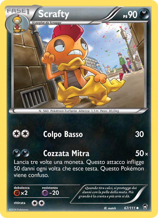 Scrafty 067/114 — Colpi Furiosi (Italian Pokémon TCG card)