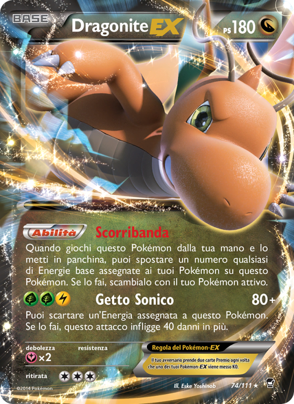 Dragonite EX 074/114 — Colpi Furiosi (Italian Pokémon TCG card)