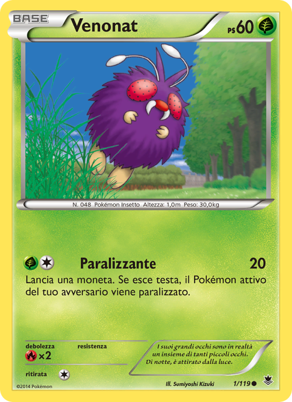 Venonat 001/124 — Forze Spettrali (Italian Pokémon TCG card)