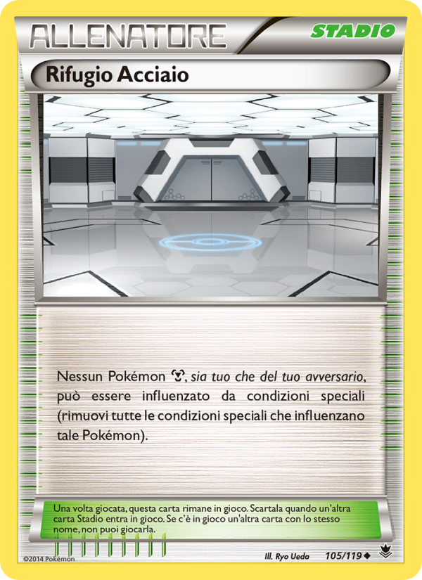 Rifugio Acciaio 105/124 — Forze Spettrali (Italian Pokémon TCG card)