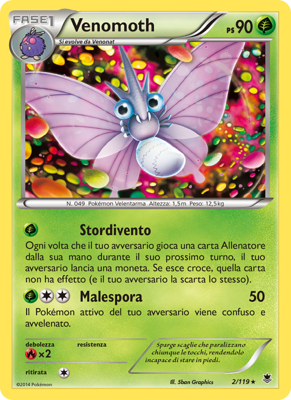 Venomoth 002/124 — Forze Spettrali (Italian Pokémon TCG card)