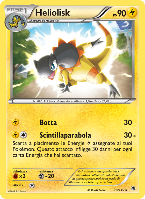 Heliolisk 030/124 — Forze Spettrali (Italian Pokémon TCG card)