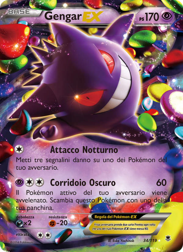 Gengar EX 034/124 — Forze Spettrali (Italian Pokémon TCG card)