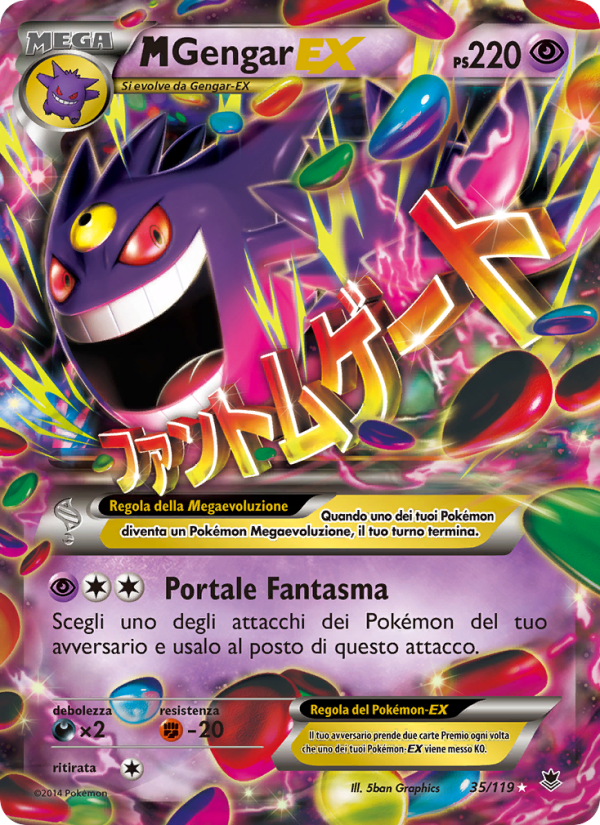 M Gengar EX 035/124 — Forze Spettrali (Italian Pokémon TCG card)