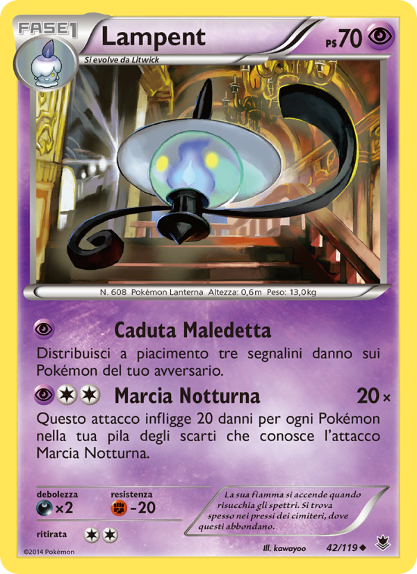 Lampent 042/124 — Forze Spettrali (Italian Pokémon TCG card)