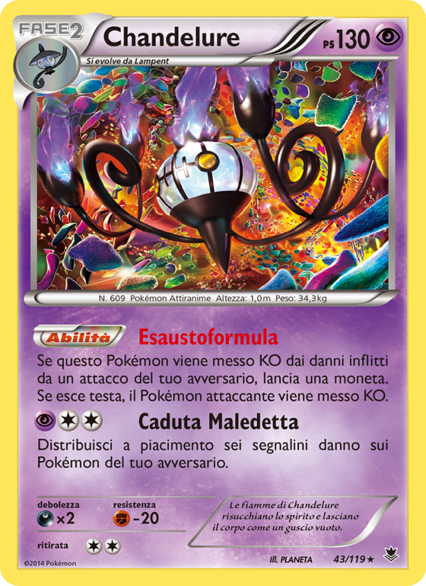 Chandelure 043/124 — Forze Spettrali (Italian Pokémon TCG card)