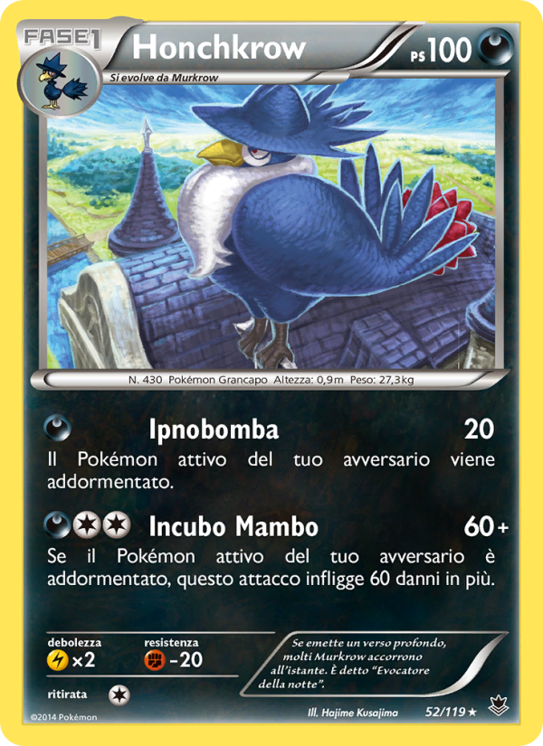 Honchkrow 052/124 — Forze Spettrali (Italian Pokémon TCG card)