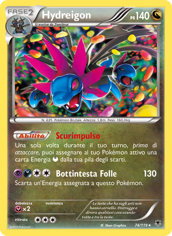 Hydreigon 074/124 — Forze Spettrali (Italian Pokémon TCG card)