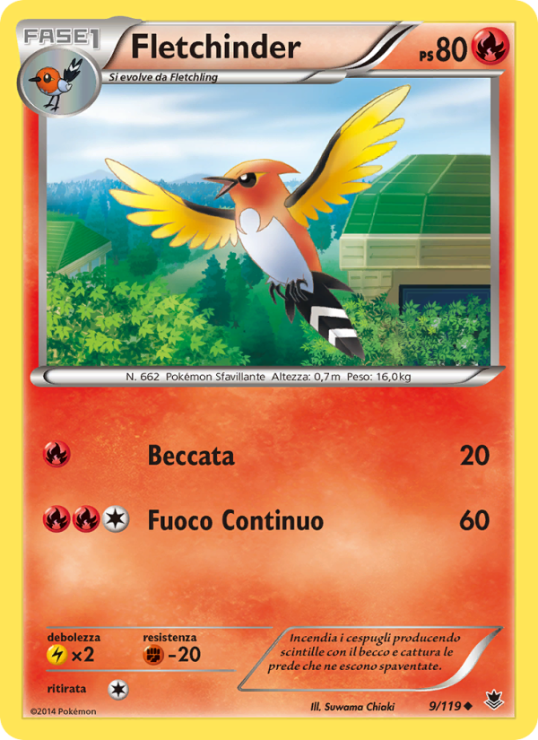 Fletchinder 009/124 — Forze Spettrali (Italian Pokémon TCG card)