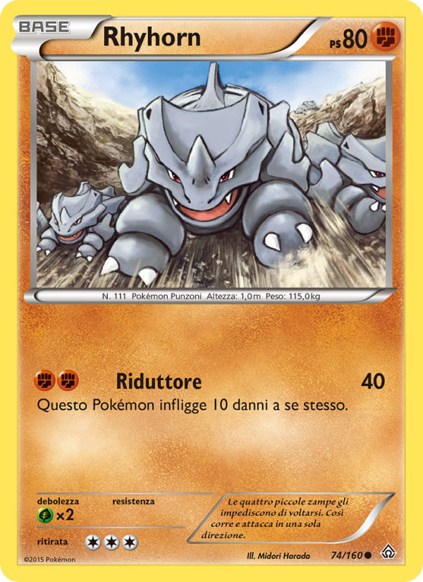 Rhyhorn 074/164 — Scontro Primordiale (Italian Pokémon TCG card)