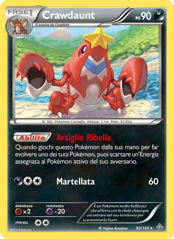 Crawdaunt 092/164 — Scontro Primordiale (Italian Pokémon TCG card)