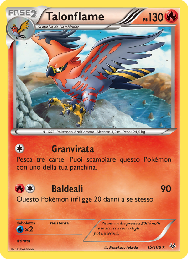 Talonflame 015/112 — Furie Volanti (Italian Pokémon TCG card)
