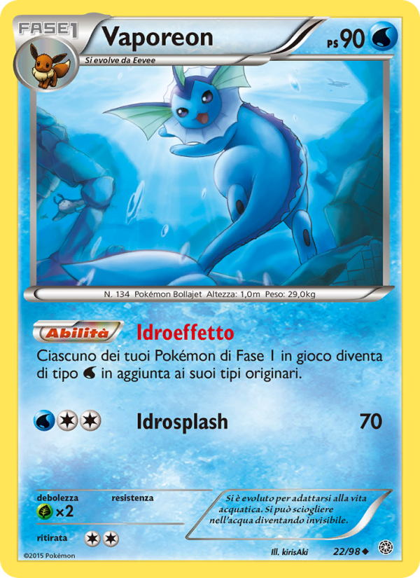 Vaporeon 022/101 — Antiche Origini (Italian Pokémon TCG card)