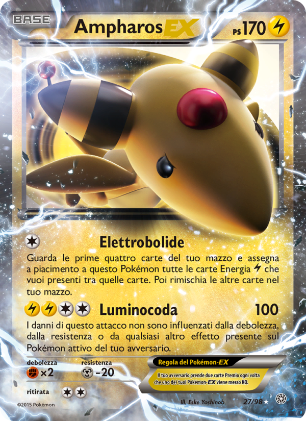 Ampharos EX 027/101 — Antiche Origini (Italian Pokémon TCG card)
