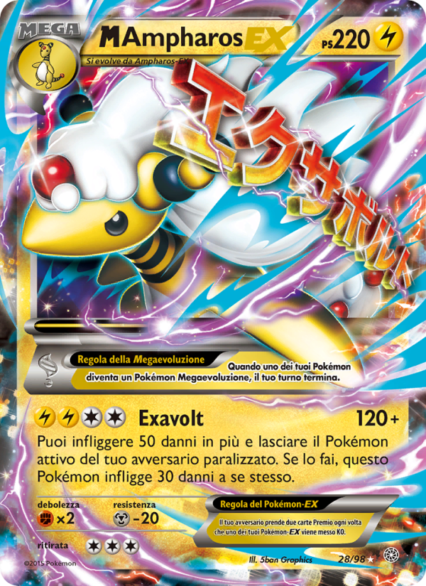 M Ampharos EX 028/101 — Antiche Origini (Italian Pokémon TCG card)