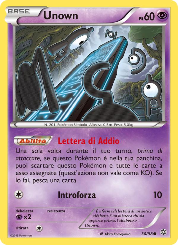 Unown 030/101 — Antiche Origini (Italian Pokémon TCG card)