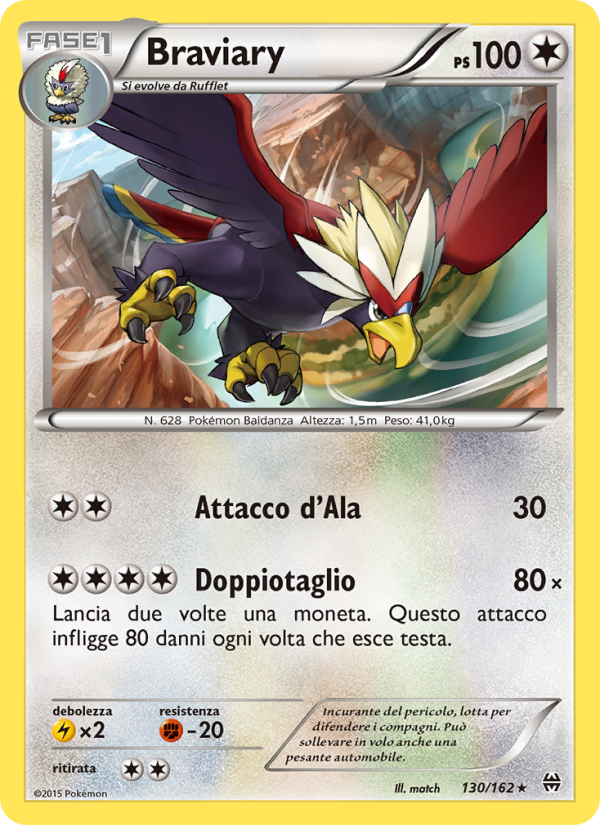 Braviary 130/165 — Turbo Blitz (Italian Pokémon TCG card)