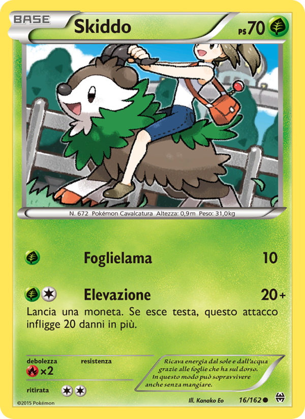 Skiddo 016/165 — Turbo Blitz (Italian Pokémon TCG card)