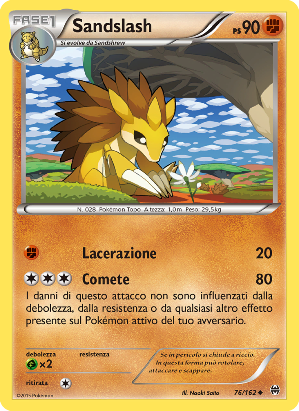 Sandslash 076/165 — Turbo Blitz (Italian Pokémon TCG card)