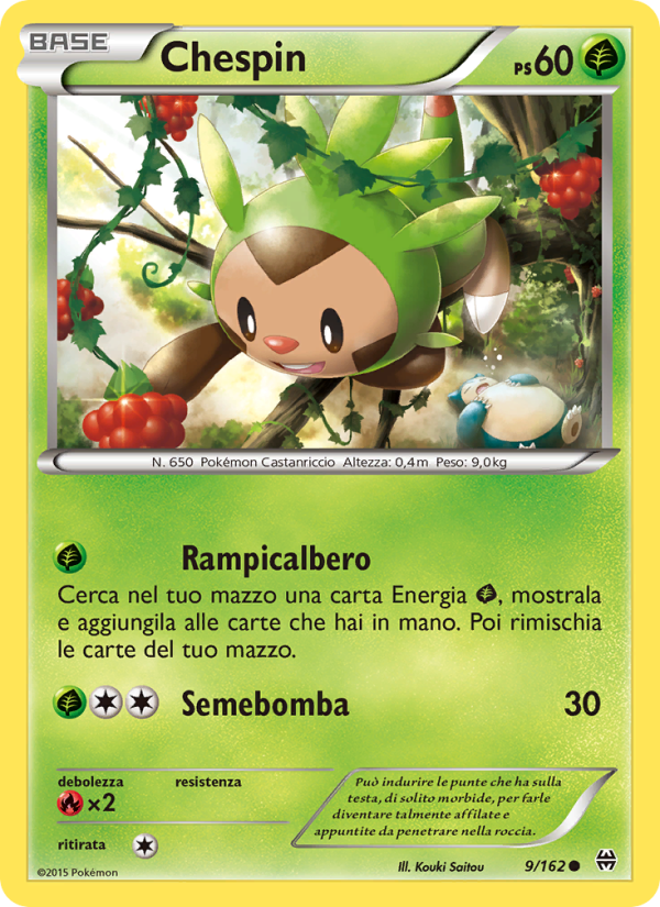 Chespin 009/165 — Turbo Blitz (Italian Pokémon TCG card)