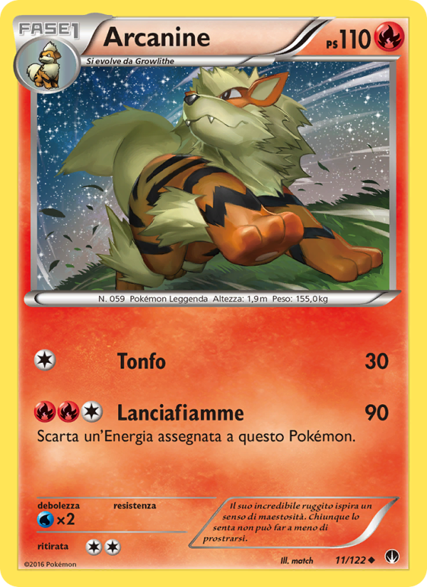 Arcanine 011/126 — Turbo Crash (Italian Pokémon TCG card)