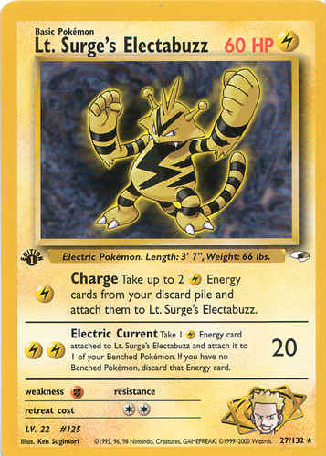 Lt. Surge's Electabuzz [Glossy] — Unnumbered Promotional 1998 (Japanese Pokémon TCG card)