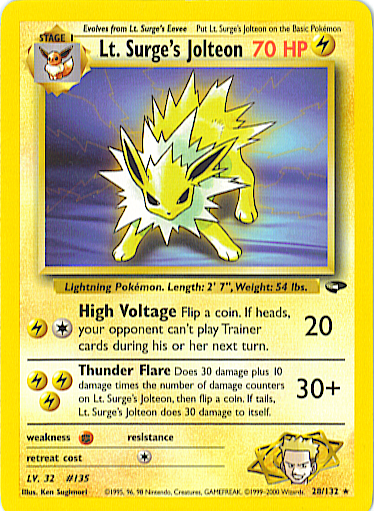 Lt. Surge's Jolteon [Glossy] — Unnumbered Promotional 1998 (Japanese Pokémon TCG card)