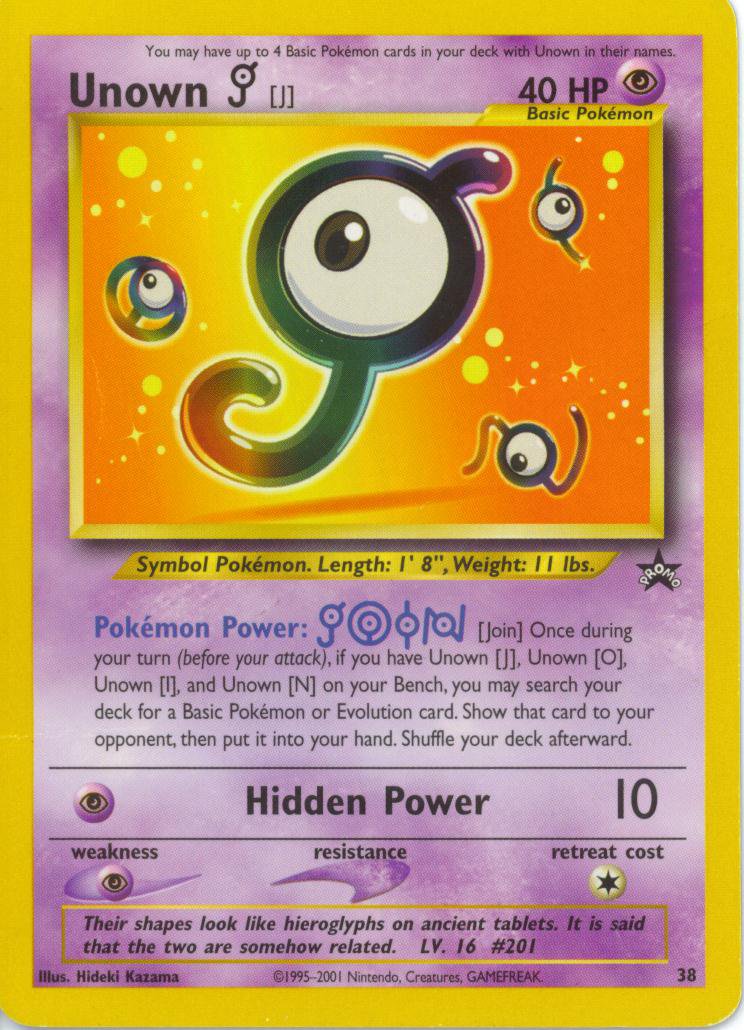 Unown J [Trainers] — Unnumbered Promotional 2000 (Japanese Pokémon TCG card)
