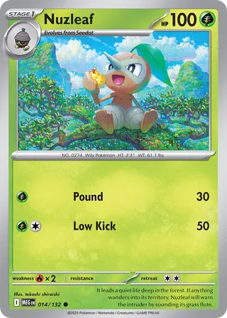 Nuzleaf 014/188 — Mega Evolution (English Pokémon TCG card)