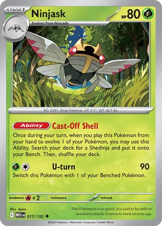 Ninjask 017/188 — Mega Evolution (English Pokémon TCG card)