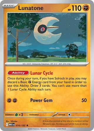 Lunatone 074/188 — Mega Evolution (English Pokémon TCG card)