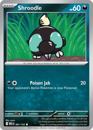 Shroodle 091/188 — Mega Evolution (English Pokémon TCG card)