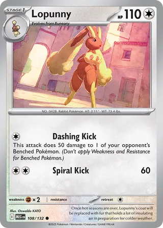 Lopunny 108/188 — Mega Evolution (English Pokémon TCG card)