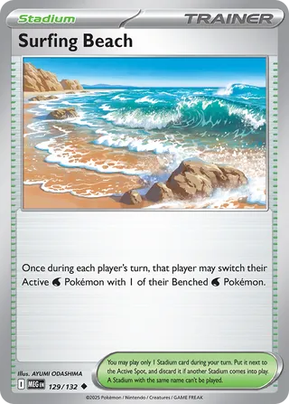 Surfing Beach 129/188 — Mega Evolution (English Pokémon TCG card)