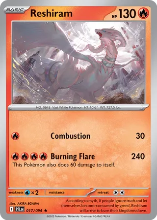 Reshiram 017/130 — Phantasmal Flames (English Pokémon TCG card)